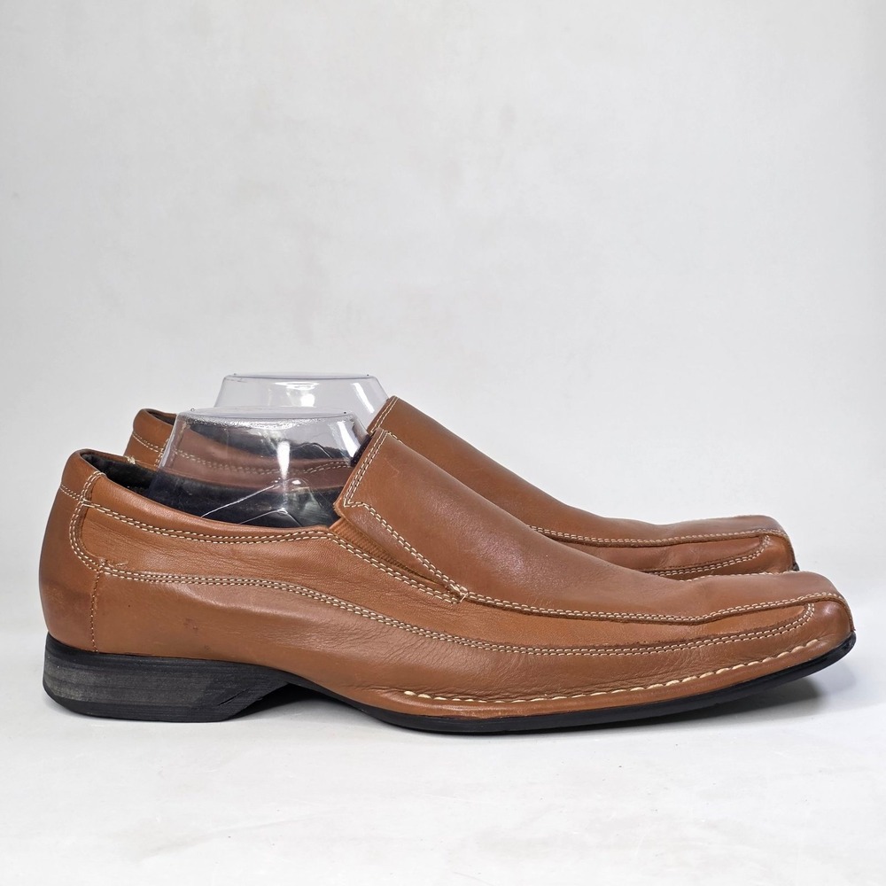Varese Daytona Dress Shoes Men's 12 Brown Leather Square Toe Slip On Loafers